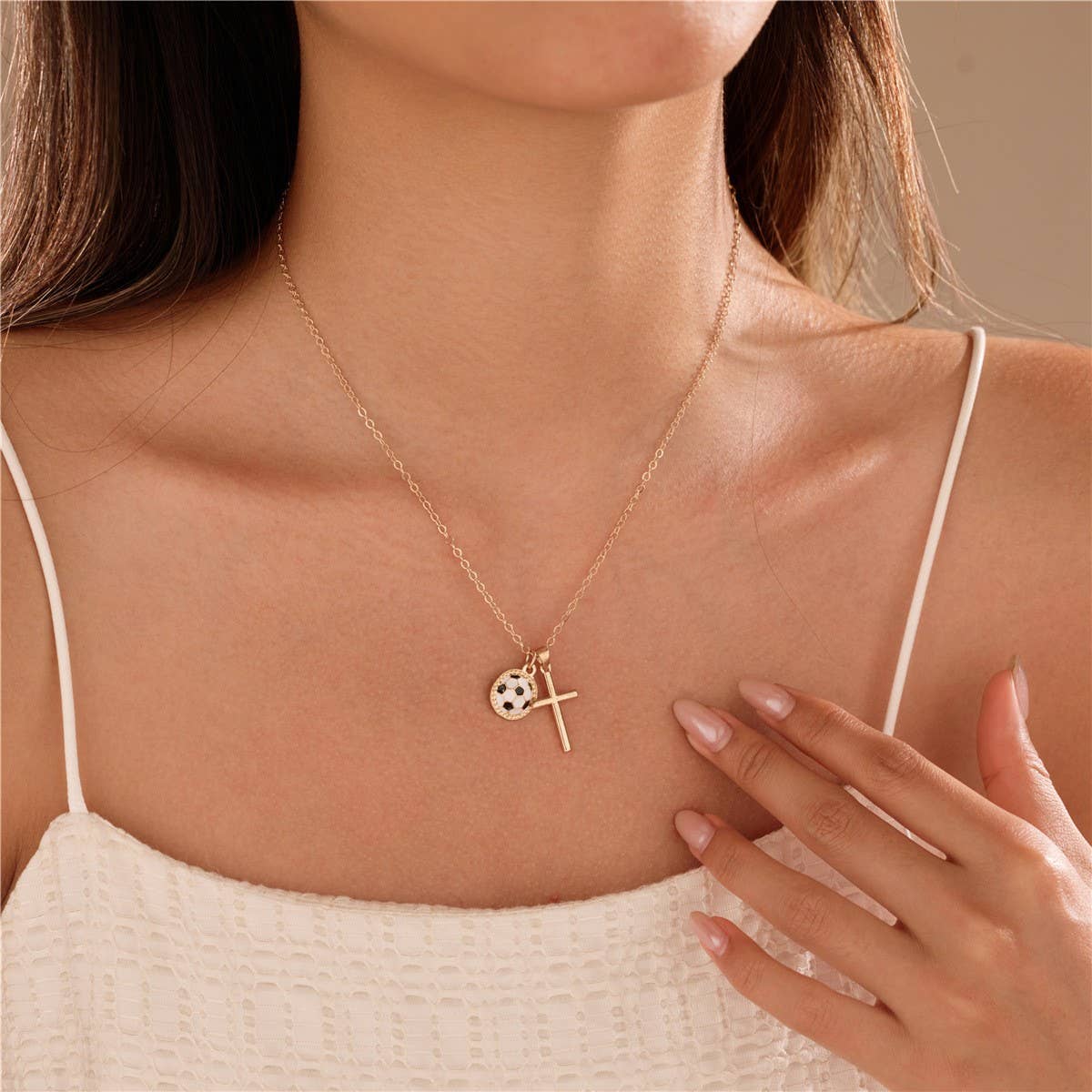 Faith on the Field Necklace | Gold Gameday Cross & Sports Charm Necklace