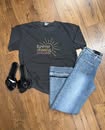 Forever Chasing Sunsets Embroidered Tee | Women's Sunset Lover Graphic T-Shirt