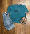 Forever Chasing Sunsets Embroidered Tee | Women's Sunset Lover Graphic T-Shirt
