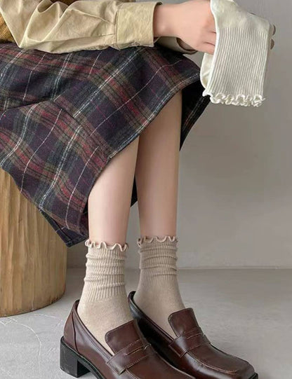 Ladies Solid Color Baby Lock Cuff Socks – Comfy Cotton Essentials
