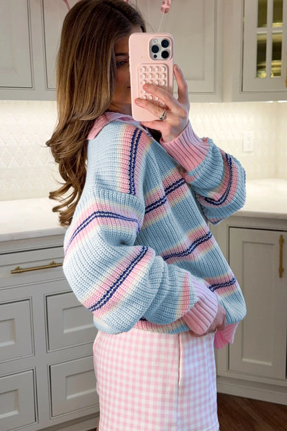 ~PREORDER~ Cotton Candy Stripe Button Collar Sweater ~PREORDER~