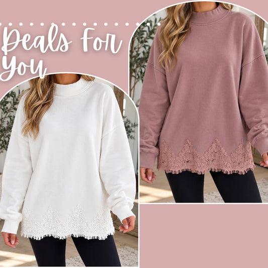 ~PREORDER~ Lace & Lovely Mock Neck Sweatshirt ~PREORDER~