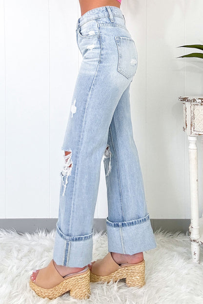 ~PREORDER ~ Beau Blue Light Wash Distressed Straight Jeans ~PREORDER ~