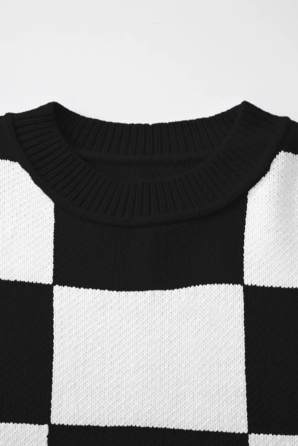 ~PREORDER~ Check Me Out Black & White Checkered Bishop Sleeve Sweater ~PREORDER~