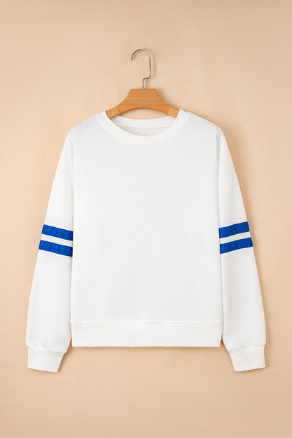 Varsity Striped Oversized Sweatshirt – Drop-Shoulder Casual Pullover