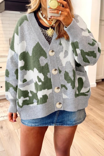 ~PREORDER~ Camo Cozy Button Front V-Neck Cardigan ~PREORDER~