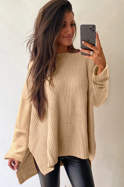 ~PREORDER~ Easy Layers Apricot Side Slit Knit Sweater ~PREORDER~