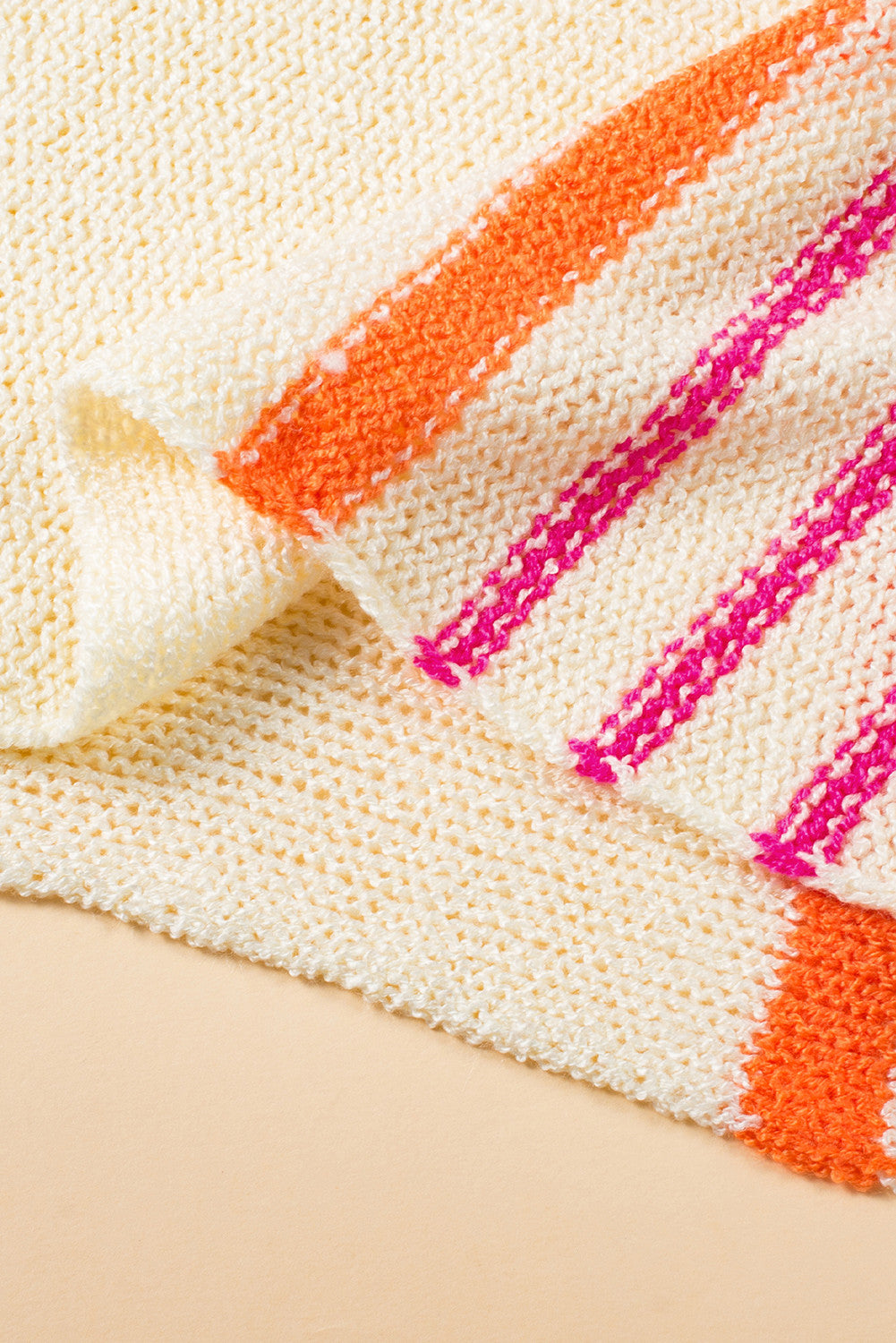 Sunwashed Stroll Lightweight Knit Sweater – Wide Sleeve Stripe Detail Summer Sweater for Women