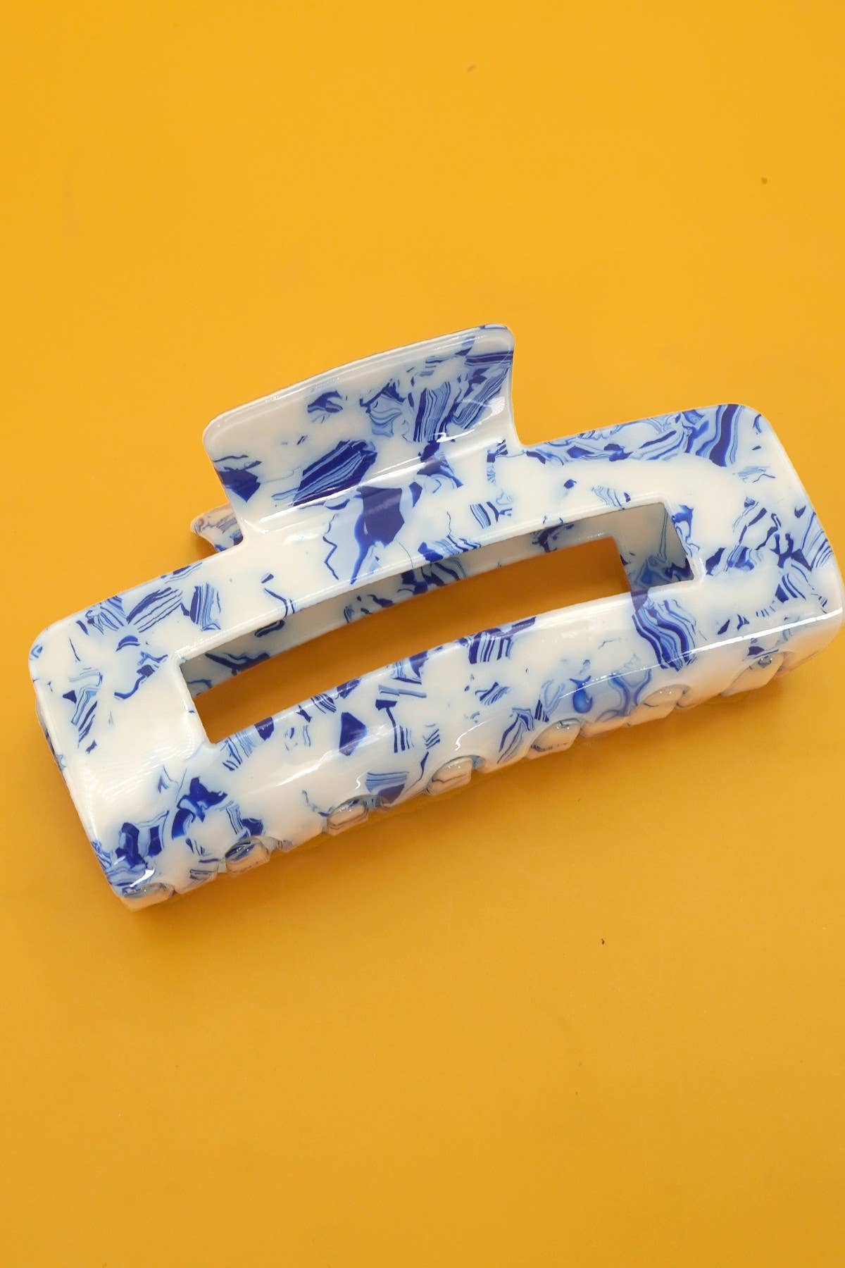 Vintage Toile Porcelain Hair Claw Clip | Blue & White Half Moon Claw Clip