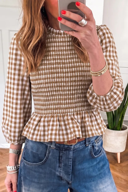 ~PREORDER~ Sweet on Gingham Shirred Peplum Top ~PREORDER~