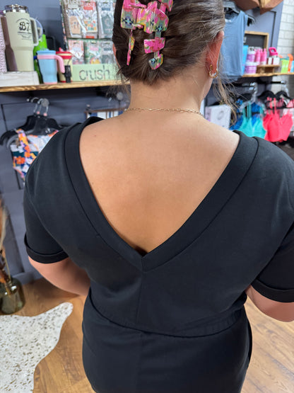 V‑Back Scuba Romper – Charlotte Avery | Chic One‑Piece Outfit for Day or Night