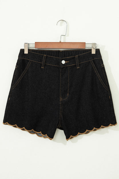 ~PREORDER ~ Scalloped Trim Casual Denim Shorts ~PREORDER ~