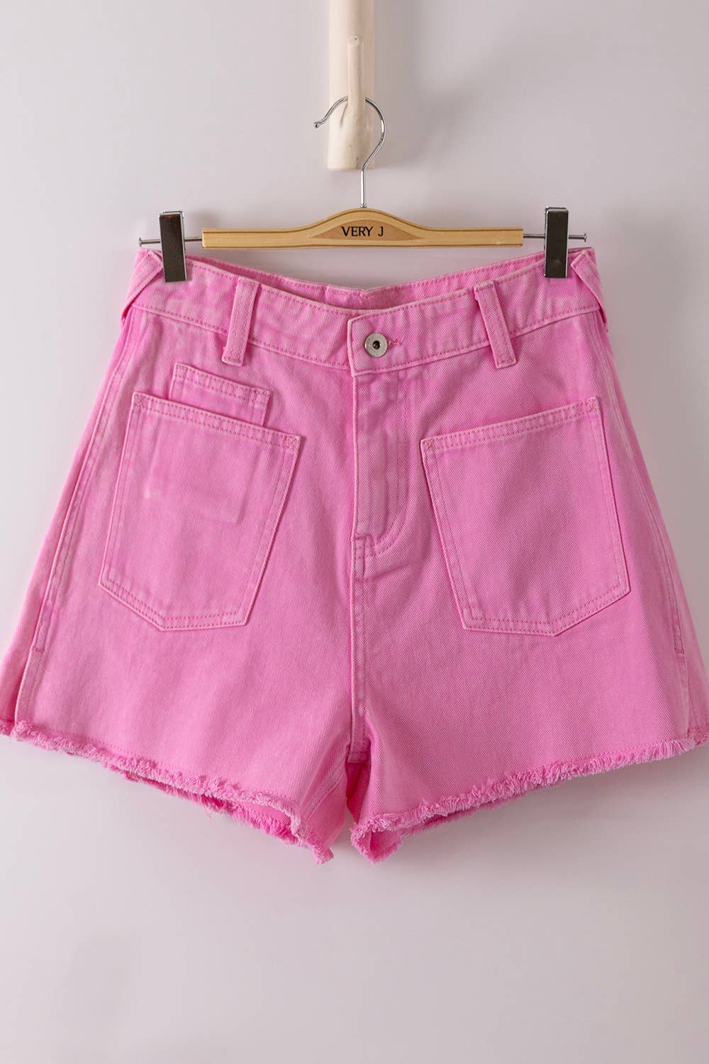 VERY JEAN Mineral Washed Denim Frayed Hem Shorts