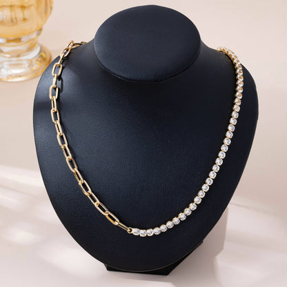 Spark Link Necklace | Gold Rhinestone & Link Chain Statement Necklace