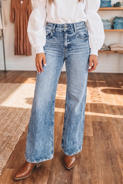 ~PREORDER~ Acid Wash Pocket Detail Flare Jeans ~PREORDER~