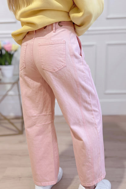 ~PREORDER~ Sunshine & Blush Grommet Tie-Waist Barrel Jeans ~PREORDER~