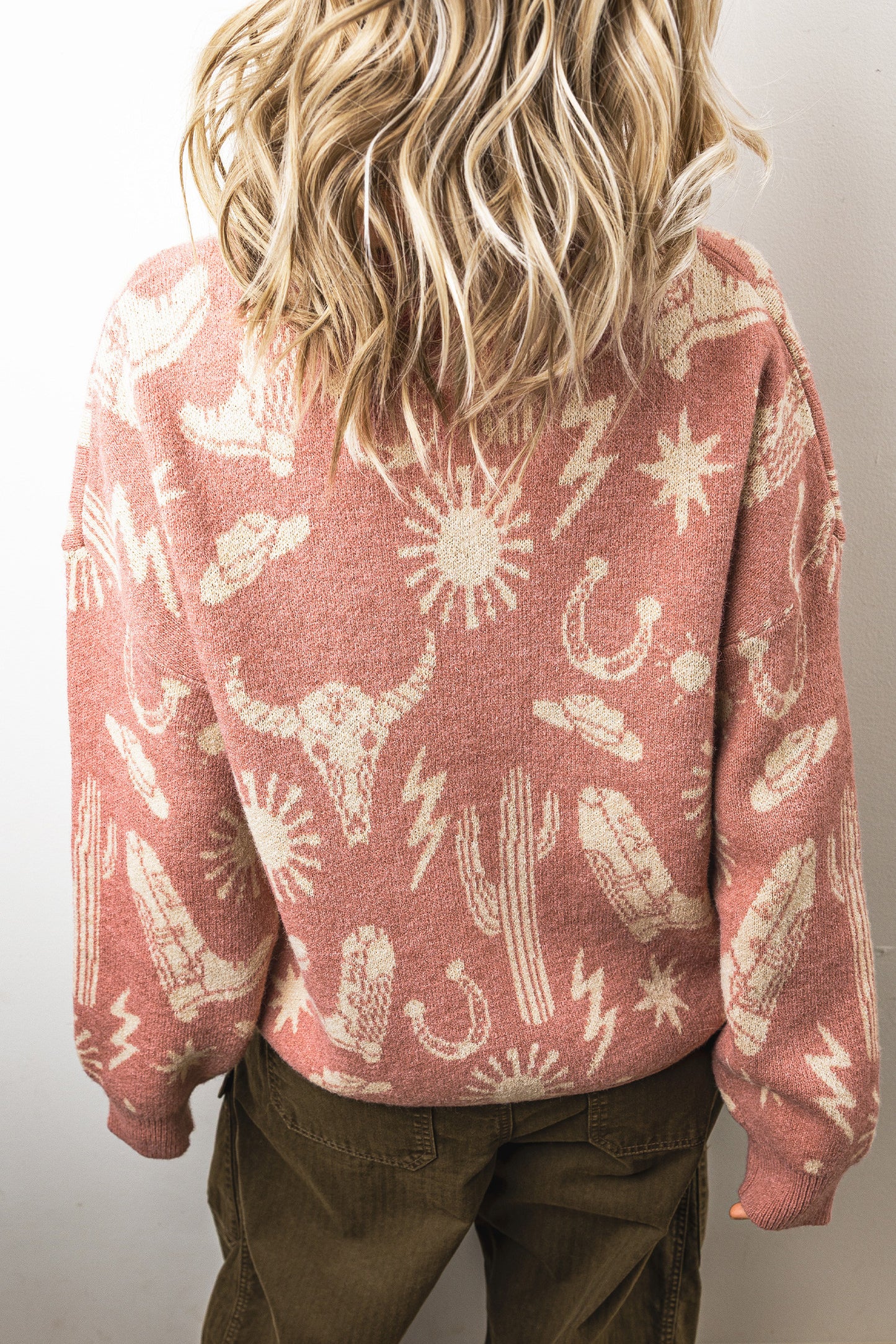 ~PREORDER ~ Blossom Western Print Drop Shoulder Sweater ~PREORDER ~