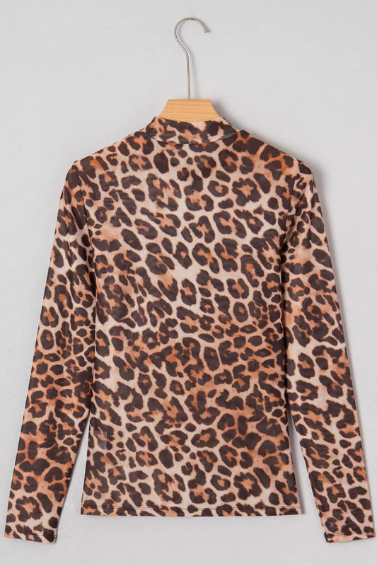 Wildside Leopard Mesh Long Sleeve Top