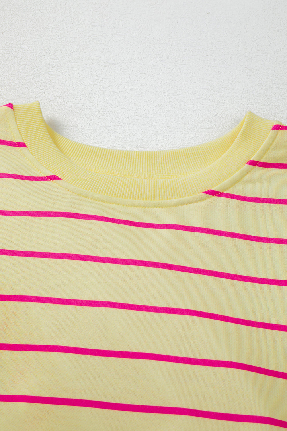 Striped Round Neck Sweatshirt with Overlap Back – Yellow & Pink Stripes
