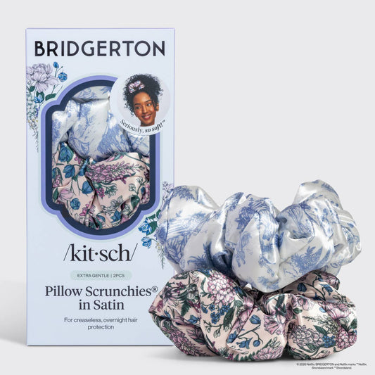 Kitsch x Bridgerton Satin Pillow Scrunchies Set – Extra Gentle Overnight Hair Scrunchies (2 Pack)