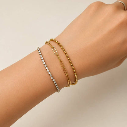 Triple Threat Sparkle Bracelet | 18K Stainless Steel Rhinestone Bracelet