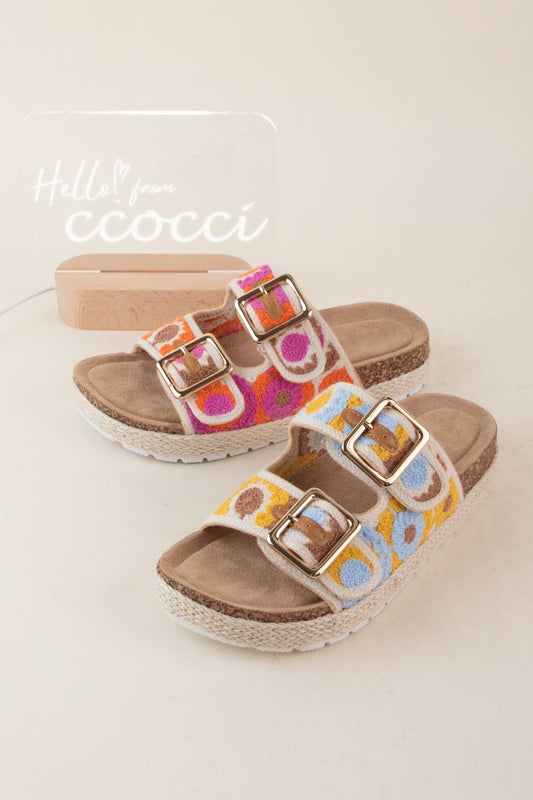 ALASIA FLOWER CROCHET DOUBLE STRAP PLATFORM SANDAL