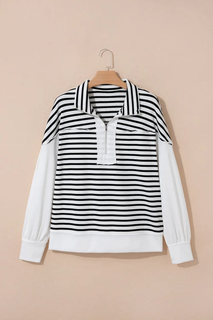 ~PREORDER~ Black & White Half-Zip Stripe Pullover ~PREORDER~