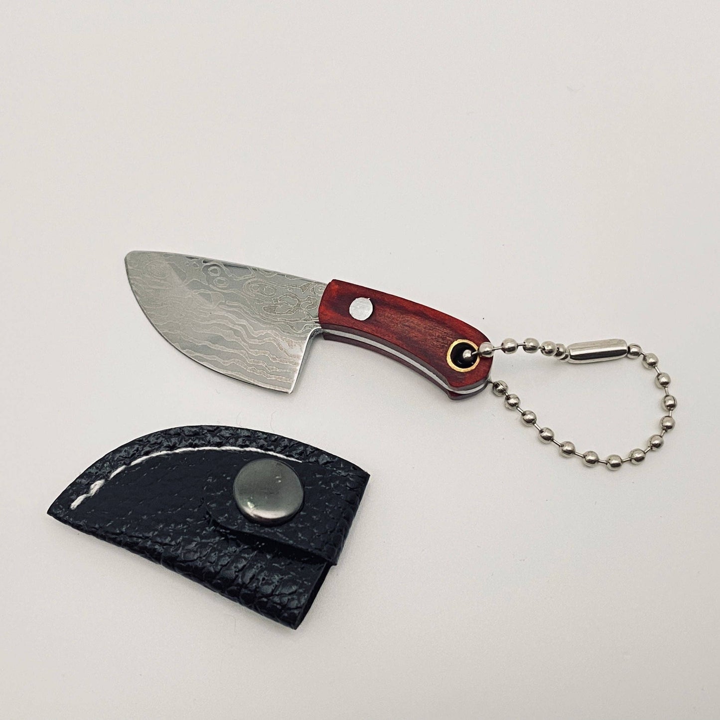 Damascus Pattern Mini Knife Keychain Gift