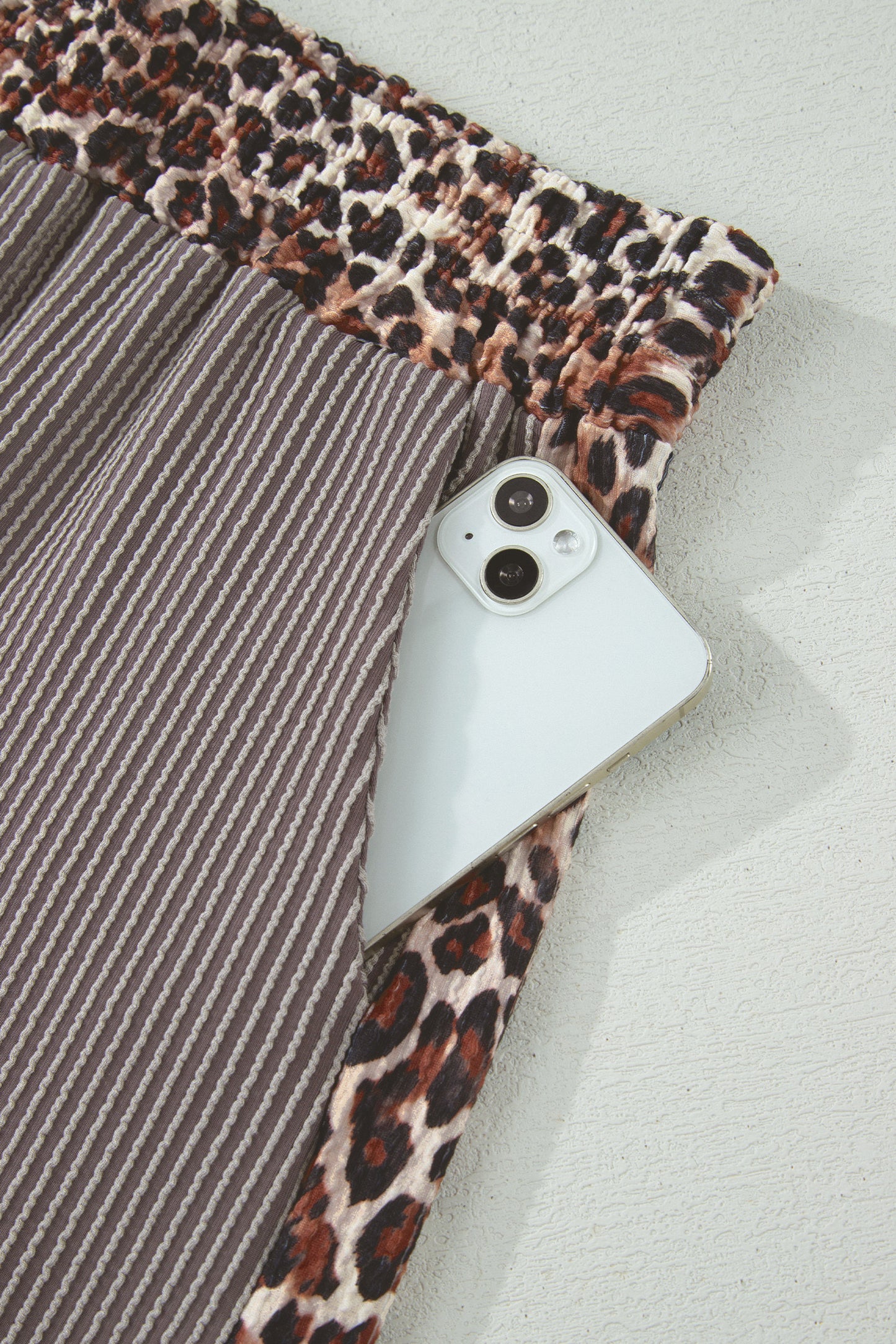 Too Cute to Stay In Set – Ribbed Leopard Trim Lounge Set