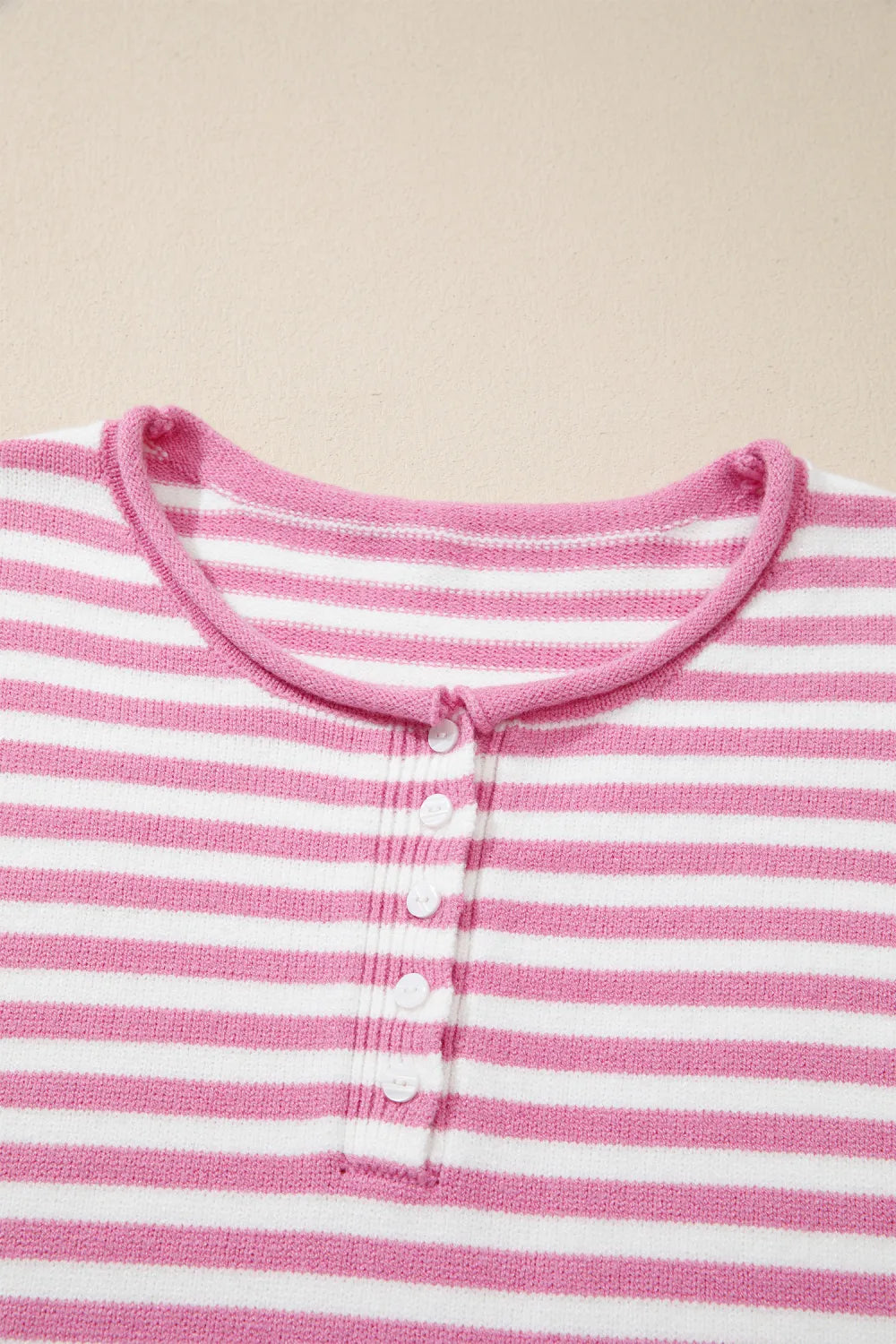 ~PREORDER~ Pretty in Pink Stripe Button Henley Sweater ~PREORDER~
