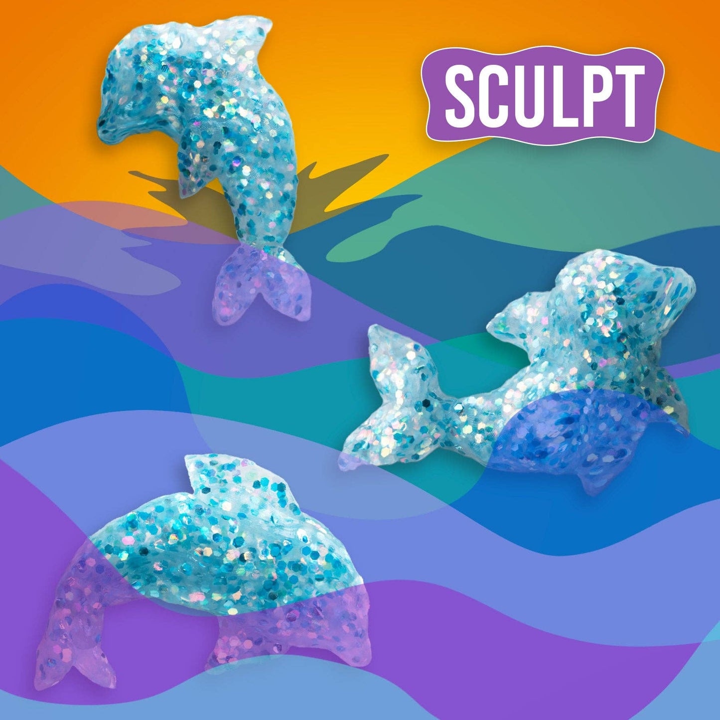 Dolphin Dance Thinking Putty® – Ocean Blue Sparkle Sensory Putty for Stress Relief & Fidget Play 3.5" Thinking Putty Tin