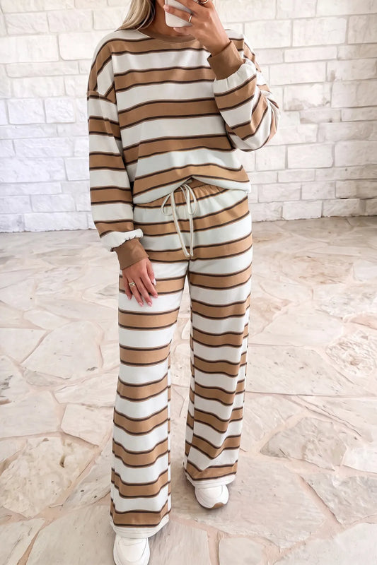 ~PREORDER~ Latte Stripe Lounge Pants Set ~PREORDER~