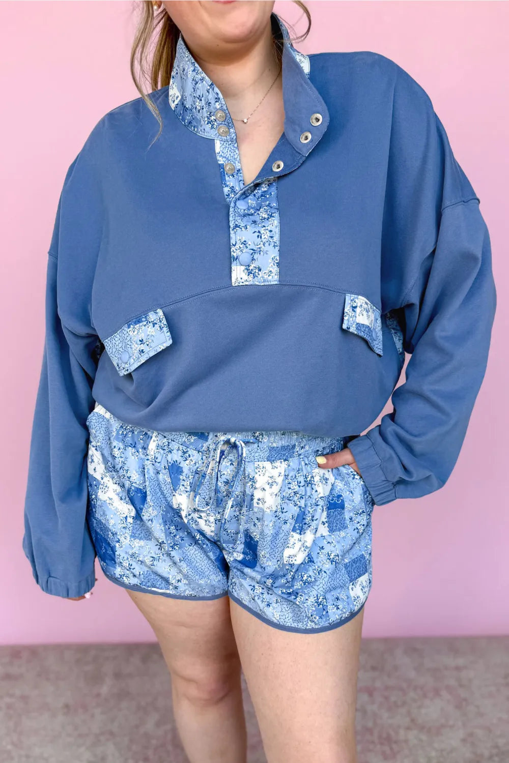 ~PREORDER~ Blue Belle Floral Patchwork Pullover & Shorts Set ~PREORDER~