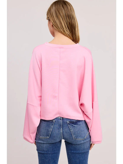 Oversized Loungey Scuba Top – Relaxed Fit Scuba Knit Boutique Pullover