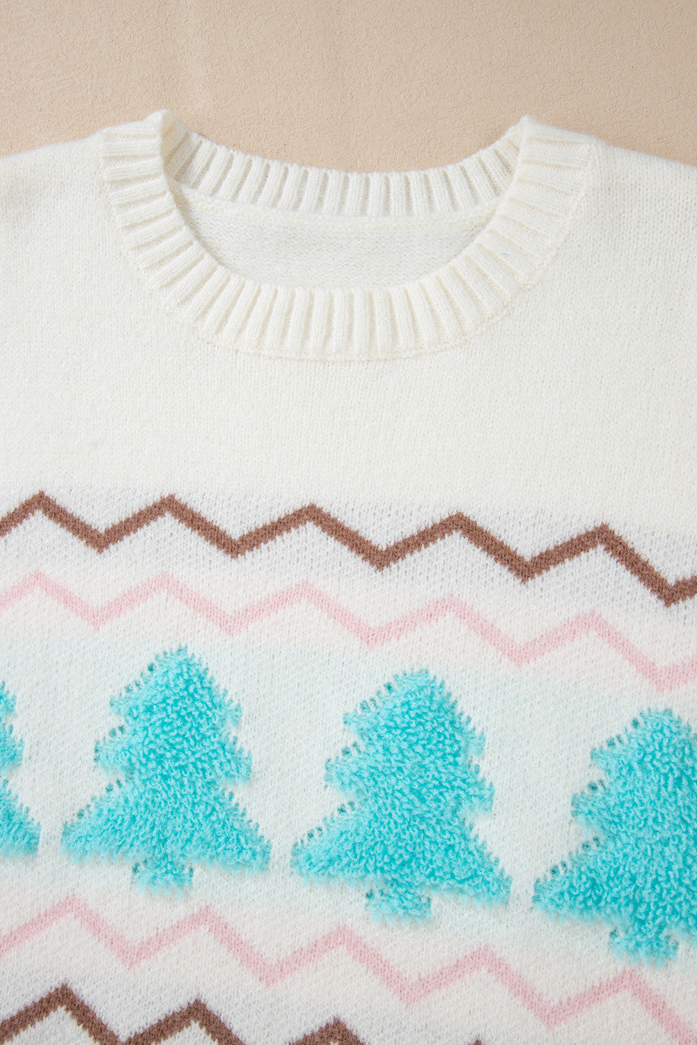 Winter Wonderland Sweater | White Christmas Tree Knit Pullover