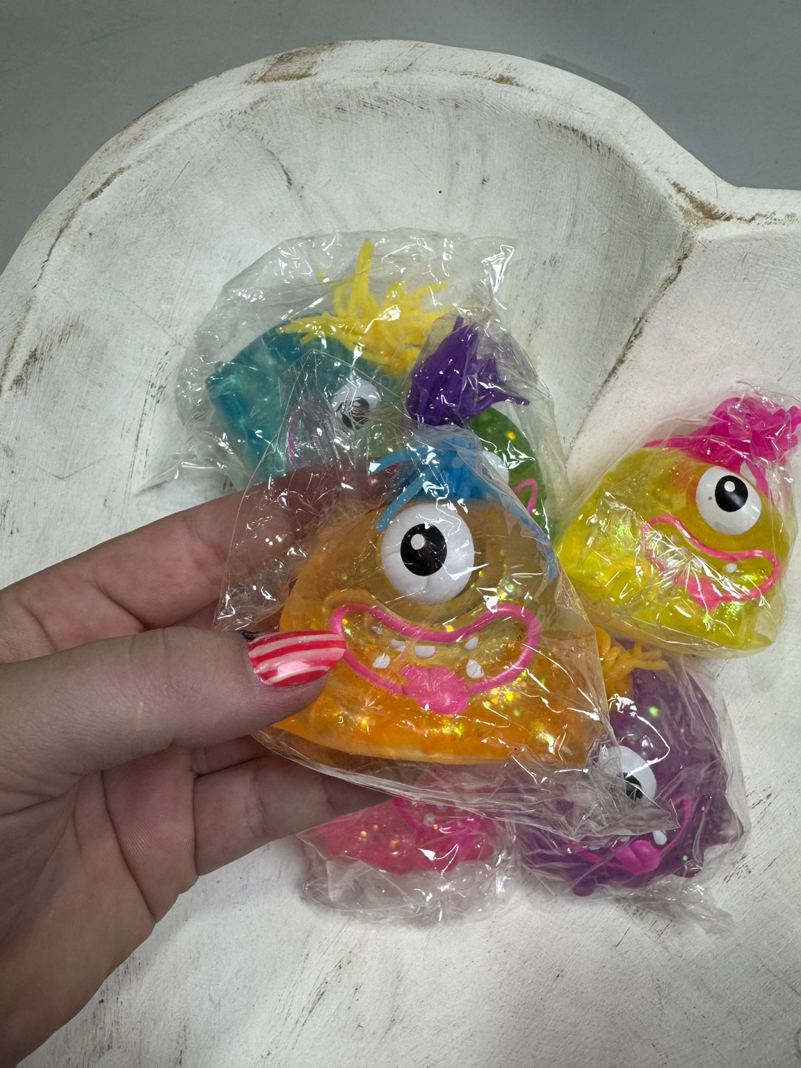 One-Eyed Glitter Monster Squeeze Toy | Colorful Sensory Fidget Monster