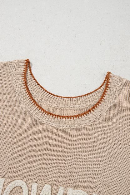 ~PREORDER ~ Parchment Contrast Trim HOWDY Knit Sweater Top ~PREORDER ~