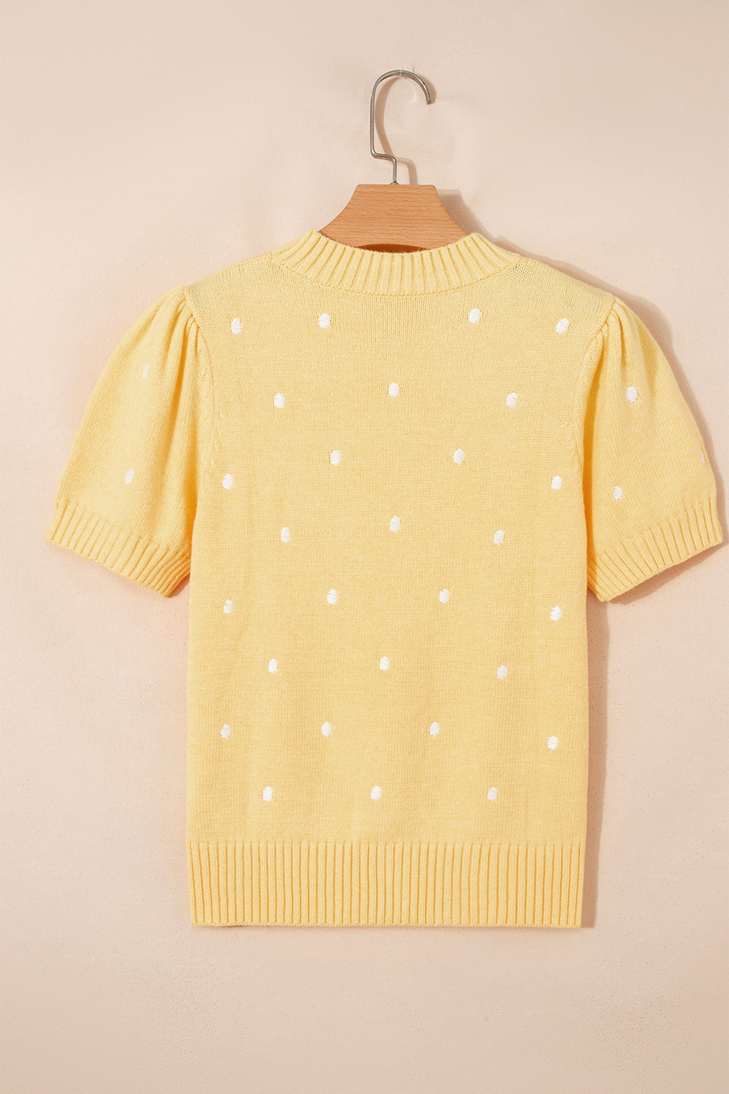 Sunshine Dot Short Sleeve Sweater | Yellow Polka Dot Knit Top