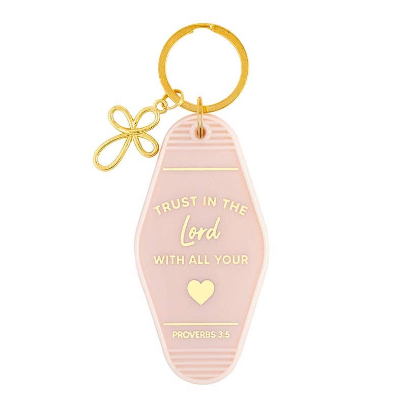 Trust in the Lord Keychain | Proverbs 3:5 Pink Motel Style Christian Keychain