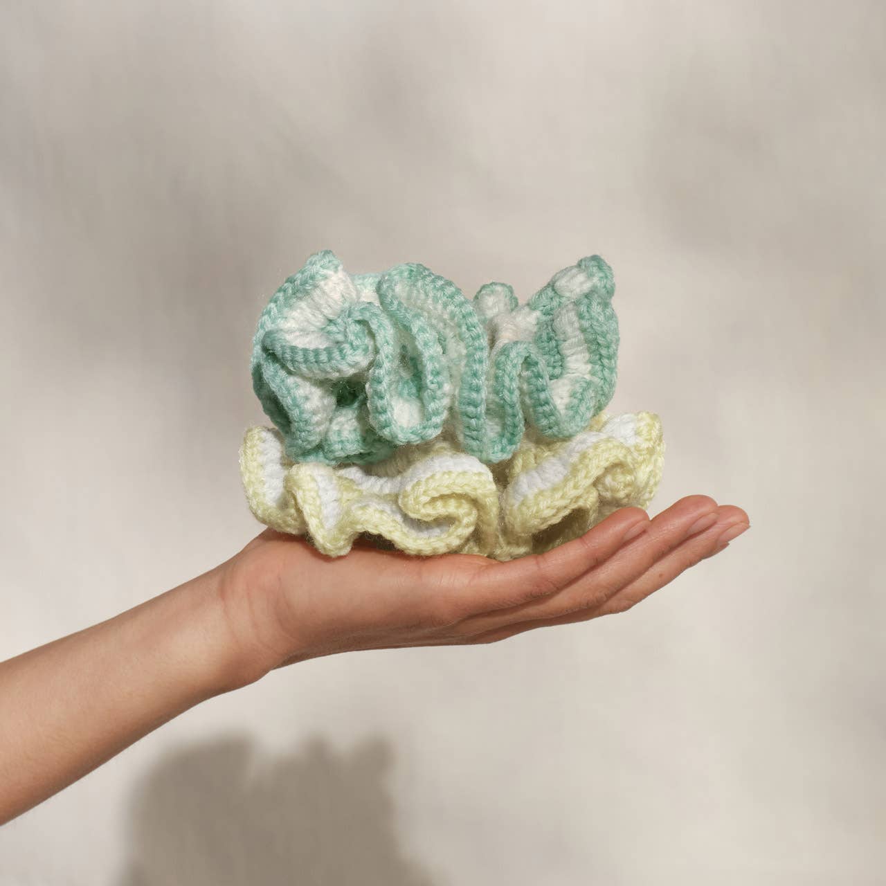 Seafoam Blue Crochet Scrunchie Kitsch – Soft Textured Hair Tie | Gentle No-Damage Hair Accessory
