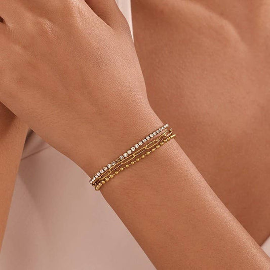 Triple Threat Sparkle Bracelet | 18K Stainless Steel Rhinestone Bracelet
