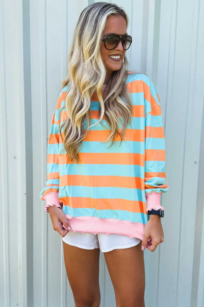 ~PREORDER~ Sunset Stripe Color Block Ribbed Long Sleeve Top ~PREORDER~