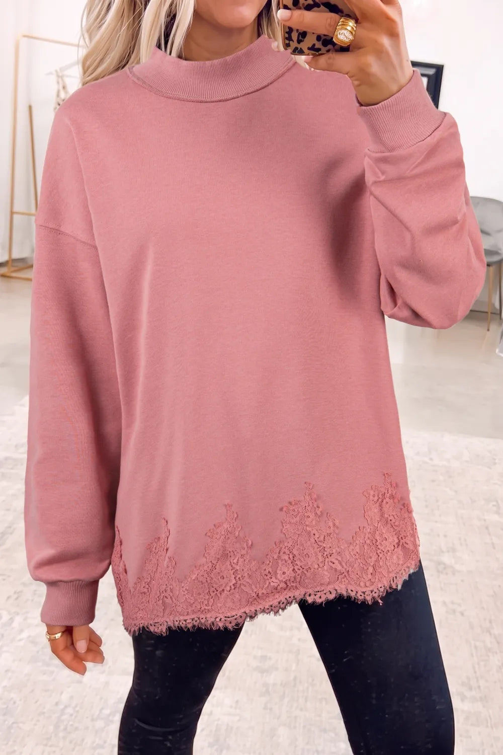 ~PREORDER~ Lace & Lovely Mock Neck Sweatshirt ~PREORDER~