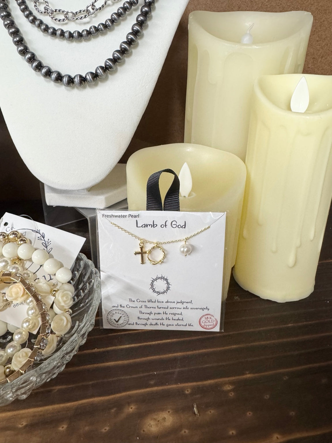 Lamb of God Freshwater Pearl Necklace | Gold or Silver Faith Charm Necklace