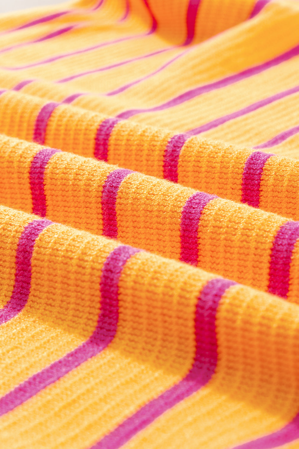 Stripe Trimmed Round Neck Drop Shoulder Sweater – Relaxed Fit Striped Knit