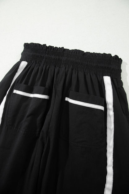 ~PREORDER ~ Sporty Stripe Smocked Waist Cropped Pants ~PREORDER ~