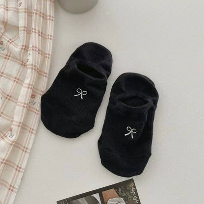 Ladies Cartoon Bow Knit Boat Socks – Cute, Comfy & Totally Bow-tiful! 🎀