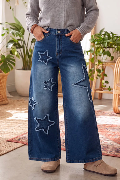 ~PREORDER~ Ashleigh Blue Star Decorated Wide Leg Jeans ~PREORDER~