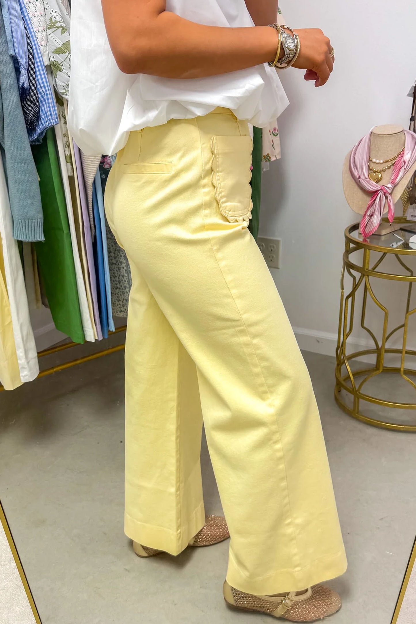 ~PREORDER ~ Yellow Scalloped Patch Pocket Shift Jeans ~PREORDER ~