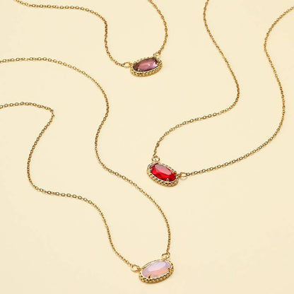 Emerald Glow Bezel Necklace | Gold Oval Gemstone Pendant Necklace